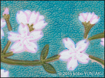桜のパスケース（定期入れ）　花の色付け